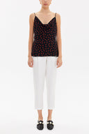 Black Red Degage collar  strappy  blouse  19798