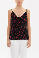 Black Red Degage collar  strappy  blouse  19798