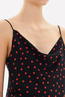 Black Red Degage collar  strappy  blouse  19798