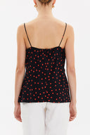 Black Red Degage collar  strappy  blouse  19798