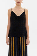 Black Mustard Degage collar  strappy  blouse  19798