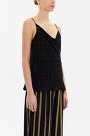 Black Mustard Degage collar  strappy  blouse  19798