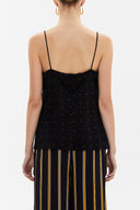 Black Mustard Degage collar  strappy  blouse  19798