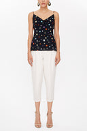 Patterned Degage collar  strappy  blouse  19798