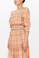 Beige Elastic short sleeve blouse  19803