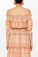 Beige Elastic short sleeve blouse  19803