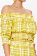 Acid Yellow Elastic short sleeve blouse  19803