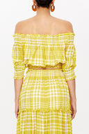 Acid Yellow Elastic short sleeve blouse  19803