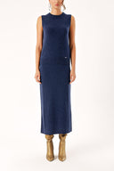 Navy Blue Wool and cashmere blended  knitwear suit 28830