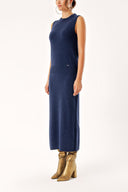 Navy Blue Wool and cashmere blended  knitwear suit 28830