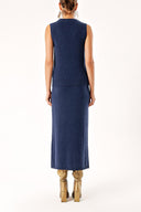 Navy Blue Wool and cashmere blended  knitwear suit 28830