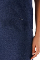 Navy Blue Wool and cashmere blended  knitwear suit 28830