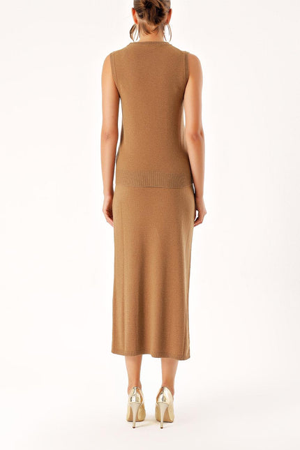 Camel Hair Wool and cashmere blended skirt blouse knitwear suit 28830
