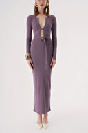 Oil Slim-fit, low-cut, long knitted dress 28836