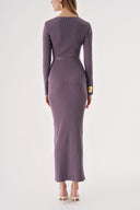 Oil Slim-fit, low-cut, long knitted dress 28836