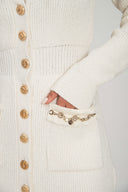 Ecru Knitwear cardigan with pockets and accessory details 28838