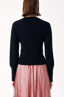 Black Waist fitted ribbed short knitted cardigan 28840