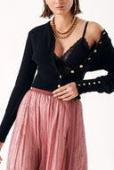 Black Waist fitted ribbed short knitted cardigan 28840