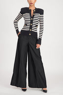 Black Striped slim fit knit cardigan 28843