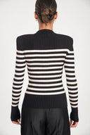 Black Striped slim fit knit cardigan 28843