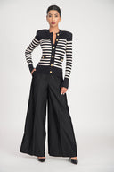 Black Striped slim fit knit cardigan 28843