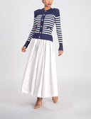 Navy Blue Striped slim fit knit cardigan 28843