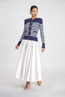 Navy Blue Striped slim fit knit cardigan 28843