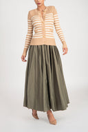 Camel Hair Striped slim fit knit cardigan 28843