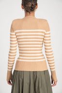 Camel Hair Striped slim fit knit cardigan 28843