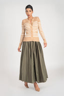 Camel Hair Striped slim fit knit cardigan 28843