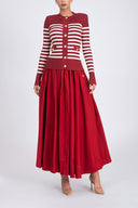 Wine Striped slim fit knit cardigan 28843