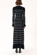 Black White Long tight dress with snap detail 28851