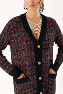 Red Knitwear long skirt and cardigan suit 28857