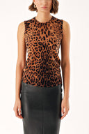 Pars Sleeveless strap leopard print knit blouse 28862
