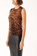 Pars Sleeveless strap leopard print knit blouse 28862