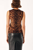 Pars Sleeveless strap leopard print knit blouse 28862