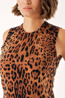 Pars Sleeveless strap leopard print knit blouse 28862