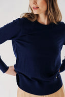 Navy Blue Bicycle neck wool knit sweater 28868