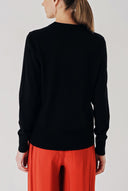 Black V-neck wool knit sweater 28869