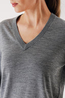 Gray V-neck wool knit sweater 28869