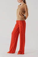 Beige V-neck wool knit sweater 28869