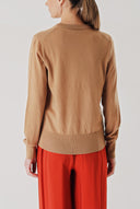 Beige V-neck wool knit sweater 28869