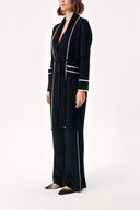 Black Wool belt long knit cardigan 28874