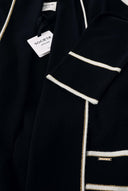 Black Wool belt long knit cardigan 28874