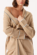 Stone Wool belt long knit cardigan 28874