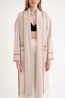 Beige Camel Hair Wool belt long knit cardigan 28874