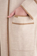 Beige Camel Hair Wool belt long knit cardigan 28874