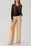 Pars V-neck leopard print wool knit sweater 28875
