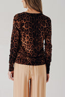Pars V-neck leopard print wool knit sweater 28875