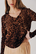 Pars V-neck leopard print wool knit sweater 28875